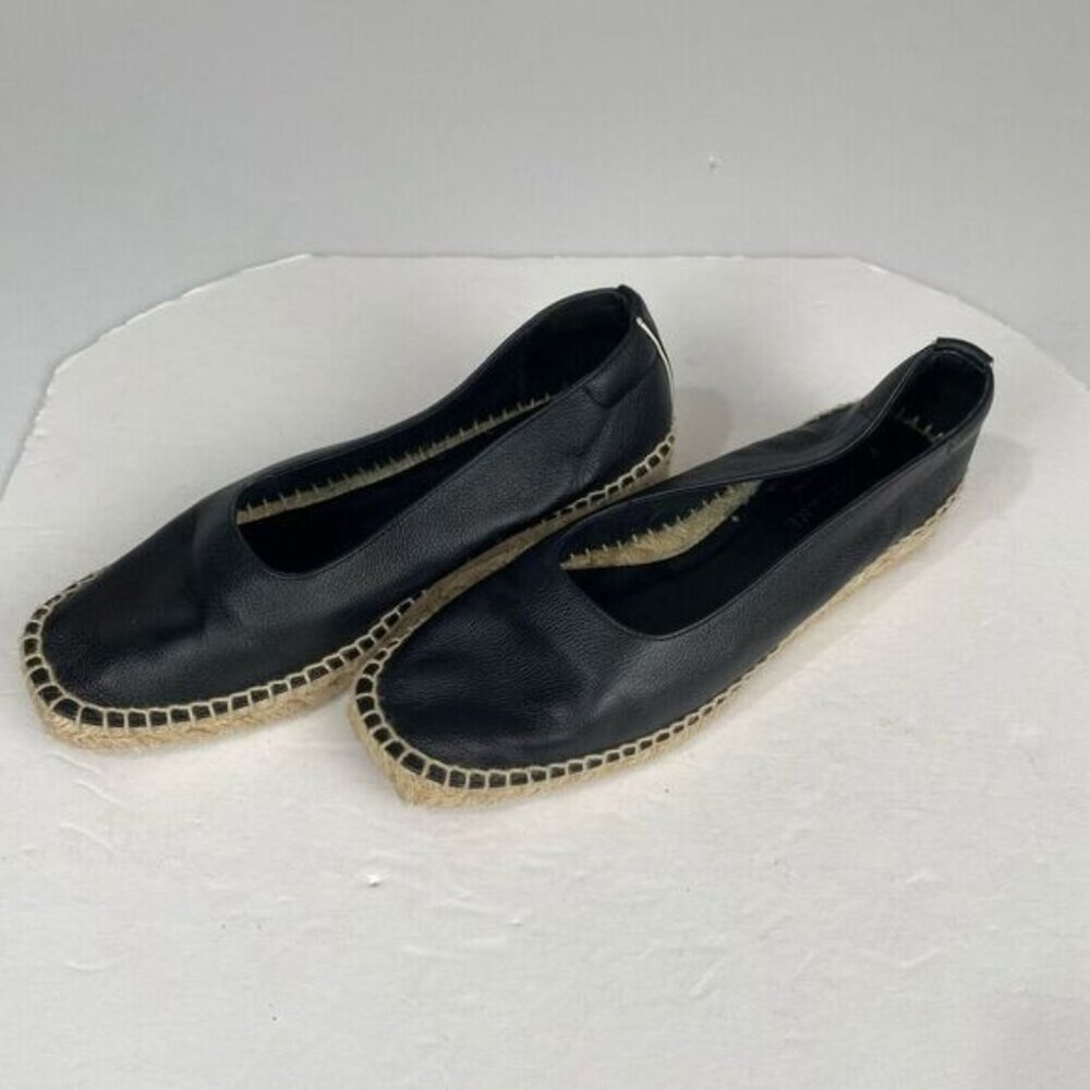 Everlane Womens, Shoes black leather and jute espadrille size 8 black.